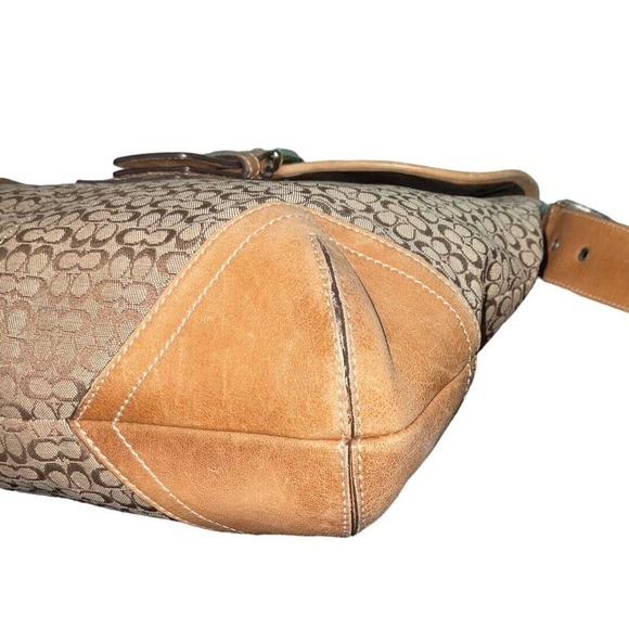 Coach Vintage Crossbody Bag Canvas Leather Trim Brown Beige - Picture 5 of 15